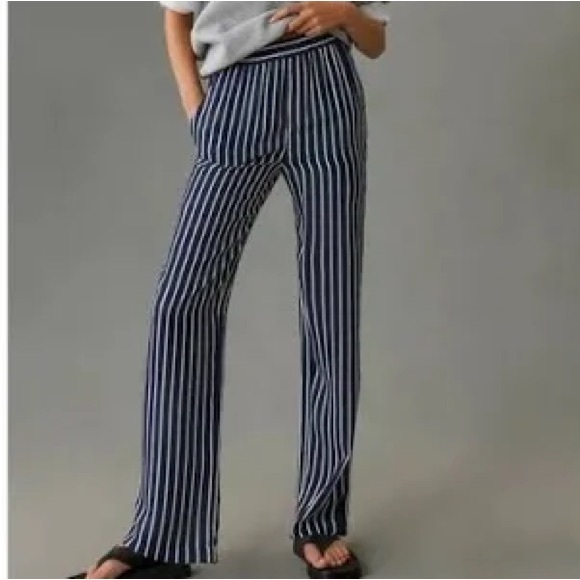 Kule The Silk Lido Striped Pants in Navy & Cream - Size XS - Picture 1 of 15